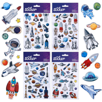 Space Stickers For Kids Toddlers 3D Puffy Stickers For Boys Girls Reusable Foam Stickers Including Planet Stickers Astronaut Stickers Solar System And Outer Space Stickers For Space Themed Party Favors,Goodie Bags Stickers Stuffers For Kids(4 Sheets))