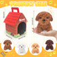 HAPGFS Mini Plush Puppy Keychain Dogs - 12 Pcs White Stuffed Animals with Carton Dog House - Perfect for Birthday Party Favors
