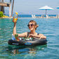 Feebria Inflatable Floating Drink Holder With Large Capacity Drink Float For Pools & Hot Tub (Black)