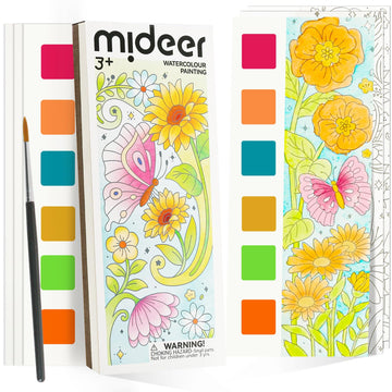 Watercolor Painting Coloring Books Pocket Watercolor Paint Bookmarks, Mess Free Paint with Water Set, Class Travel Activities Ar