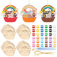RoundFunny 24 Set Wooden Noahs Ark Craft Toys Unfinished Wooden Noahs Ark Ornaments Color Your Own Animal DIY Craft Project De