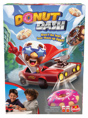 Goliath Donut Dash Game - Race to Pick Up Matching Donuts  Racecar Does Real Donuts On Table Or Hard Floor - Ages 4 and Up  2-4 Players