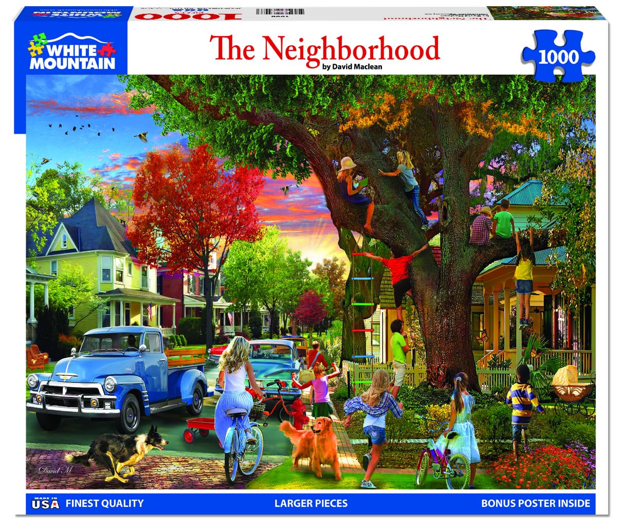 White Mountain The Neighborhood 1000 Piece Puzzle For Adults Fun Spring Jigsaw Puzzle For Grandparents And Family