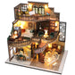 Lannso DIY Dollhouse Miniature Kit  Doll House Kit with Dust Proof Cover and Music Box  Mini Wooden Dollhouse Toys for mature-themed Gift(M2132)