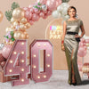 Imprsv 3Ft Rose-Gold 40Th-Birthday Decorations Numbers: 40Th Birthday Party Anniversary Decorations Large Light Up Numbers 40 Fo