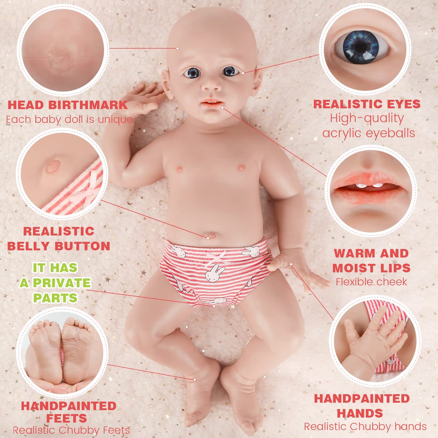 Ivita 21 Inch Full Silicone Baby Dolls Soft Real Lifelike Newborn Full Body Silicone Baby Dolls - Girl