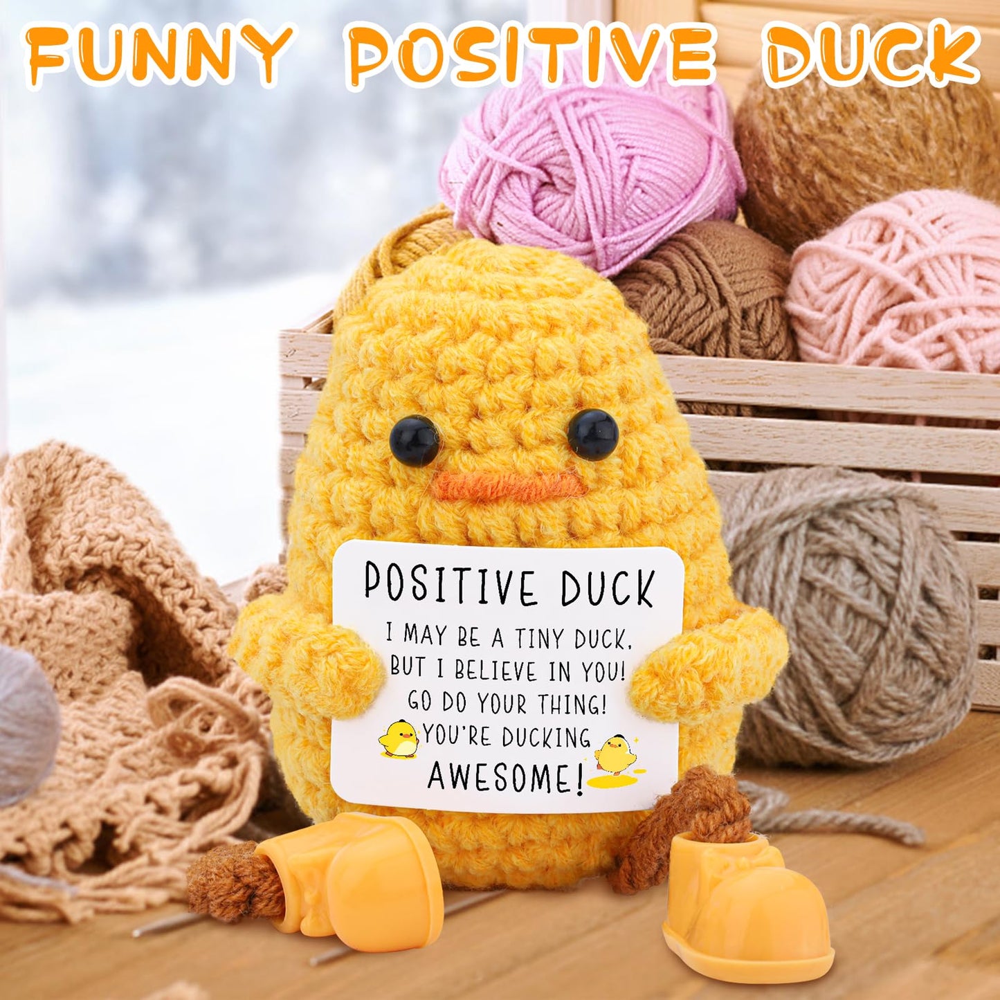 Bilolly Long Legged Cute Support Duck, Birthday For Women Men Friend Bestie Colleague, Valentines Gifts For Her Him, Handmade Cr