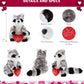 DolliBu I Love You Valentine Plush Raccoon - Cute Stuffed Animal with Red Heart and Name Personalization Gift for Valentines Day  Birthday  Anniversary  Romantic Date - 9 Inches