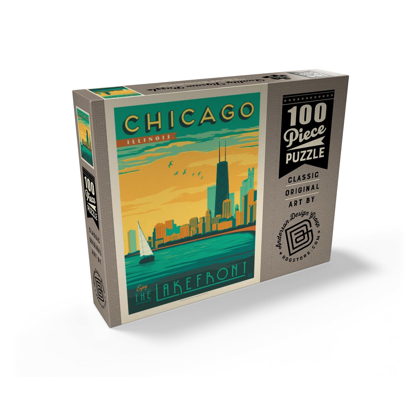 Mypuzzle Chicago: Lakefront, Vintage Poster - Premium 100 Piece Jigsaw Puzzle For Adults
