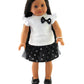 American Fashion World Black and White Polka Dot Skirt Set for 18-Inch Dolls | enhanced Quality & Trendy Design | Dolls Clothes | Outfit Fashions for Dolls for Popular Brands