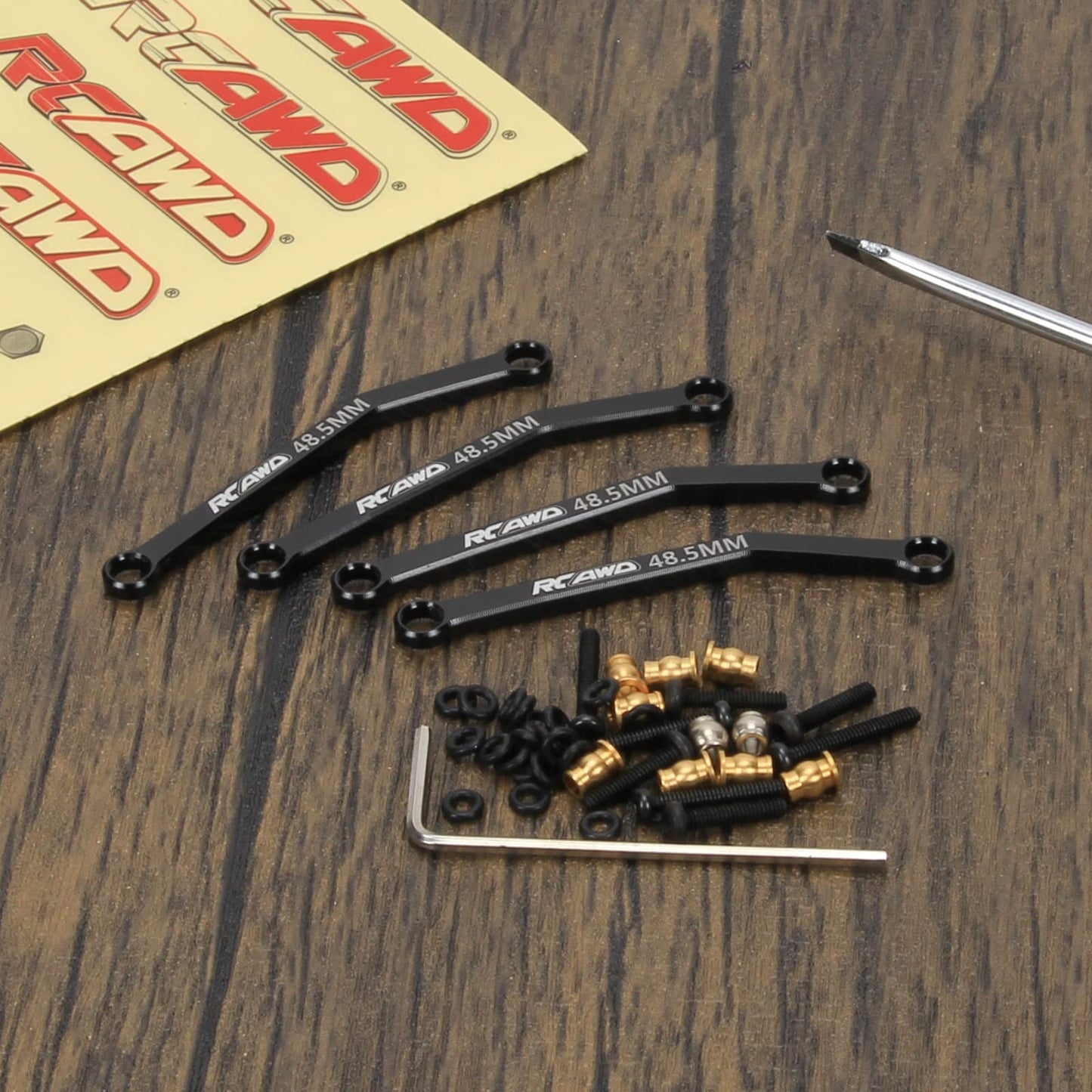 RCAWD RC Linkage for FMS EAZYRC ROC Hobby FCX24 1/24 Crawlers Upgrades Toe Link 48.5mm, Front Rear Tie Rod Parts for #C3028 Blac