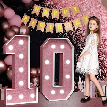 Marquee Numbers Pink 10Th-Birthday Decorations: Large 3Ft Light Up Number Rose Gold 10 Birthday Decoration For Boy Girl Ten Year