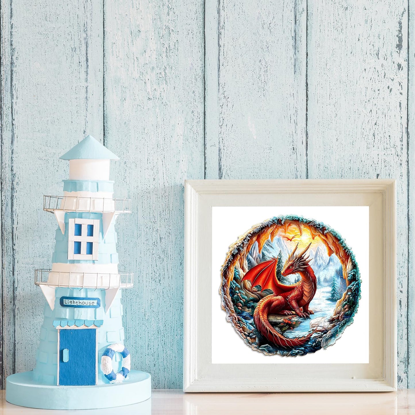 Wooden Puzzles for mature-themeds - Unique Shape 3D Vision Wooden Puzzle - Crimson Dragon Wooden Puzzles - Challenging mature-themed Animal Puzzles Creative Gifts - Birthday Gifts for mature-themeds - Puzzle Toys - (195pcs)