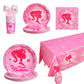 161CT Pink Girl Babe Happy Birthday Party Supplies Babe Head Paper Plates Cups Straw Napkins Spoon Fork knives Tablecloth Hot Pi