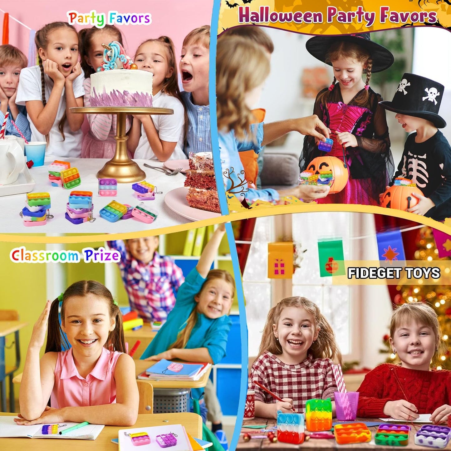 30 Square Mini Pop Keychain Bulk Party Favors Fidget Toys Bulk for Boy Girl mature-themed Fidgets Packs Sensory Stress Bauble Christmas Easter Birthday Party Supplies Goodie Bag Stuffer Classroom