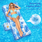 MoKo Inflatable Pool Floats mature-themed - Pool Floaties Lounger Floats Floating Chair Raft with Adjustable Backrest Cup Holders Water Floaty Lake Lounge Sun Tanning Float Beach Party  Blue Leaf