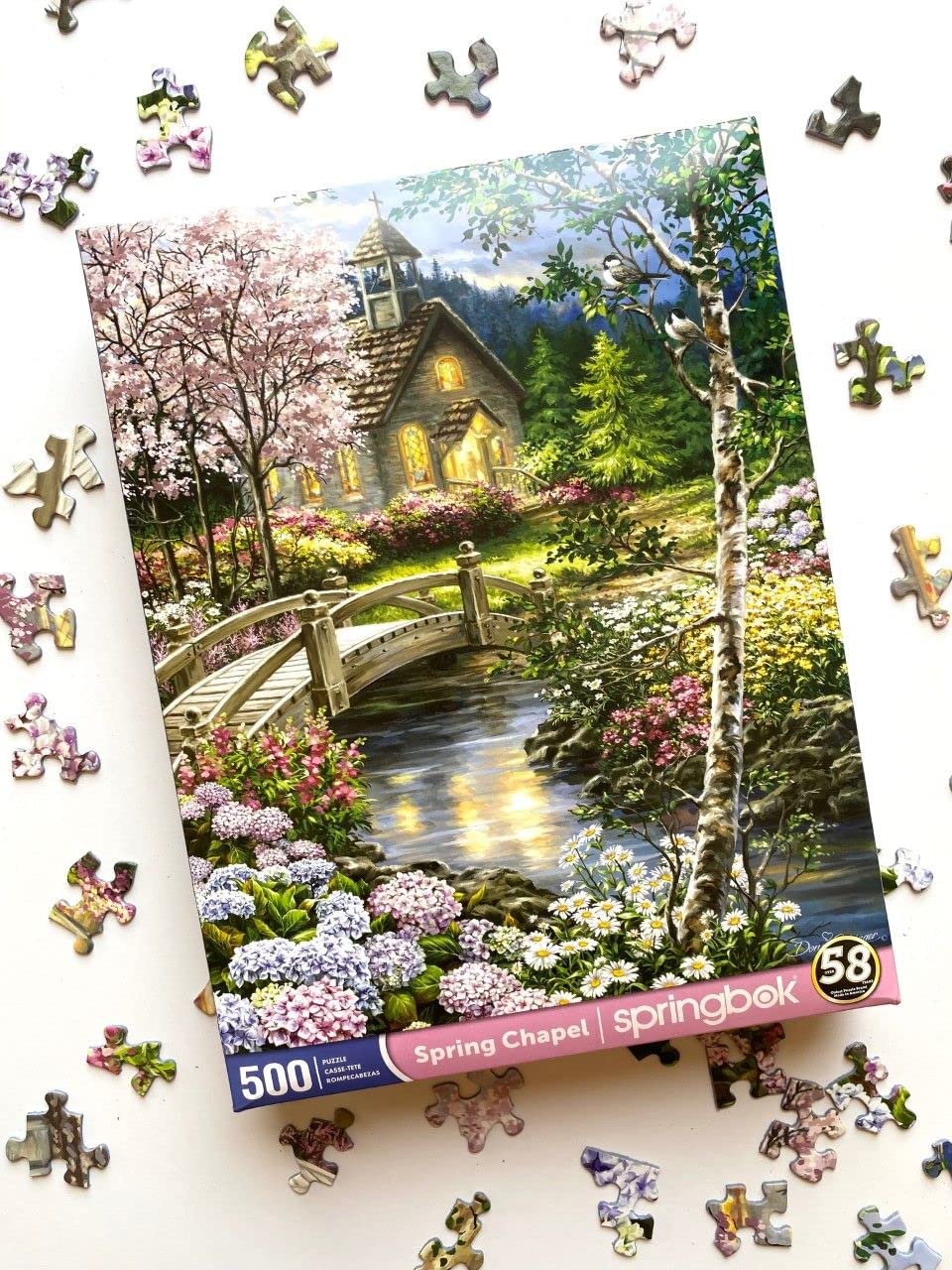 Springbok'S 500 Piece Jigsaw Puzzle Spring Chapel - Made In Usa