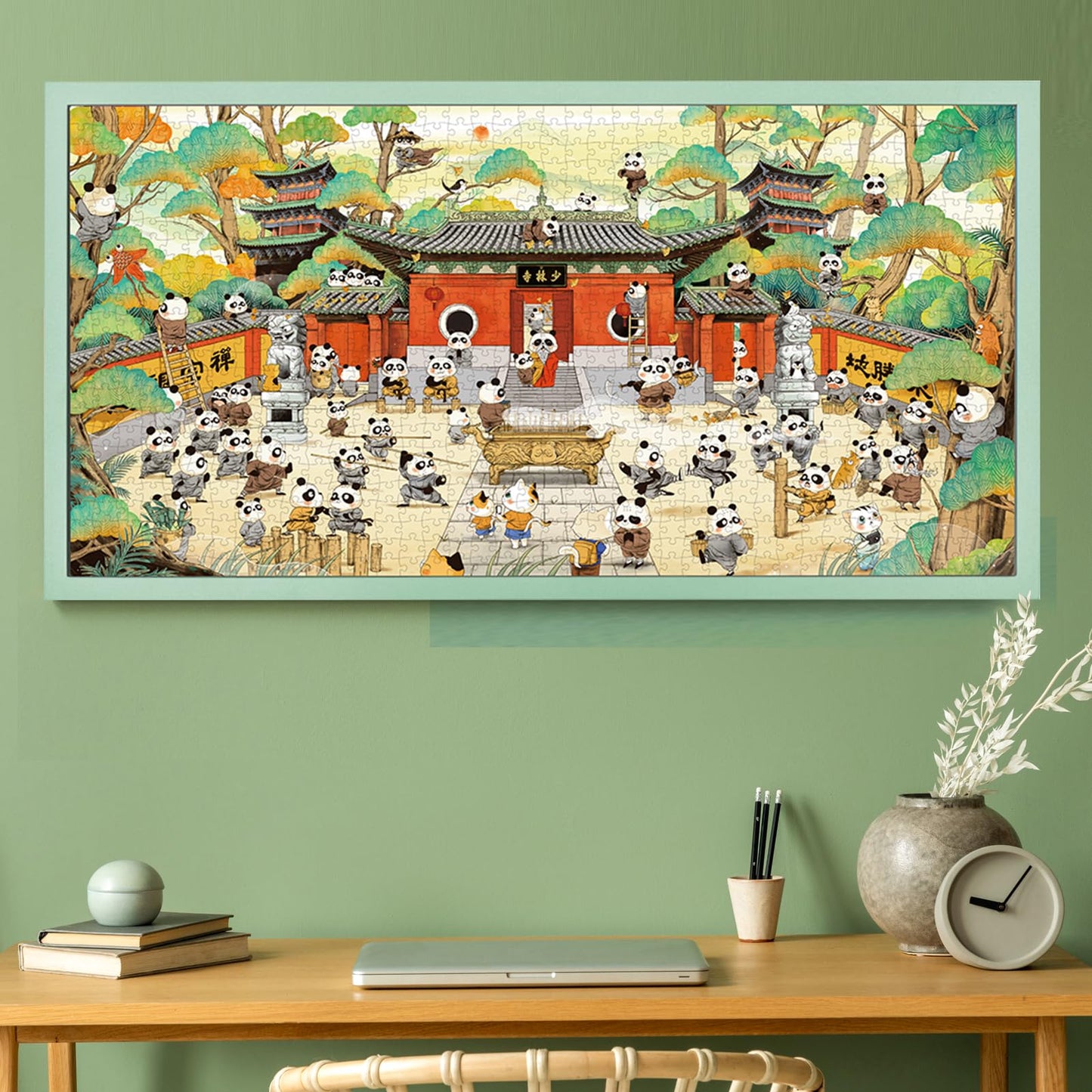Puzzles For Adults 1000 Pieces, Momibook Jigsaw Puzzles Of Animal Chinese Panda, Painting Image 81.3X40.6Cm(32''X16'') Toys & Ga
