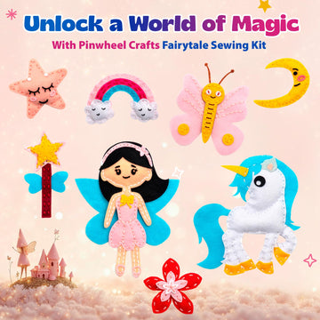 Pinwheel Crafts Beginner Sewing Kit for Kids Ages 5 6 7 8-12+ - Make Your Own Fairytale Characters Kids Sewing Kit - Play & Lear