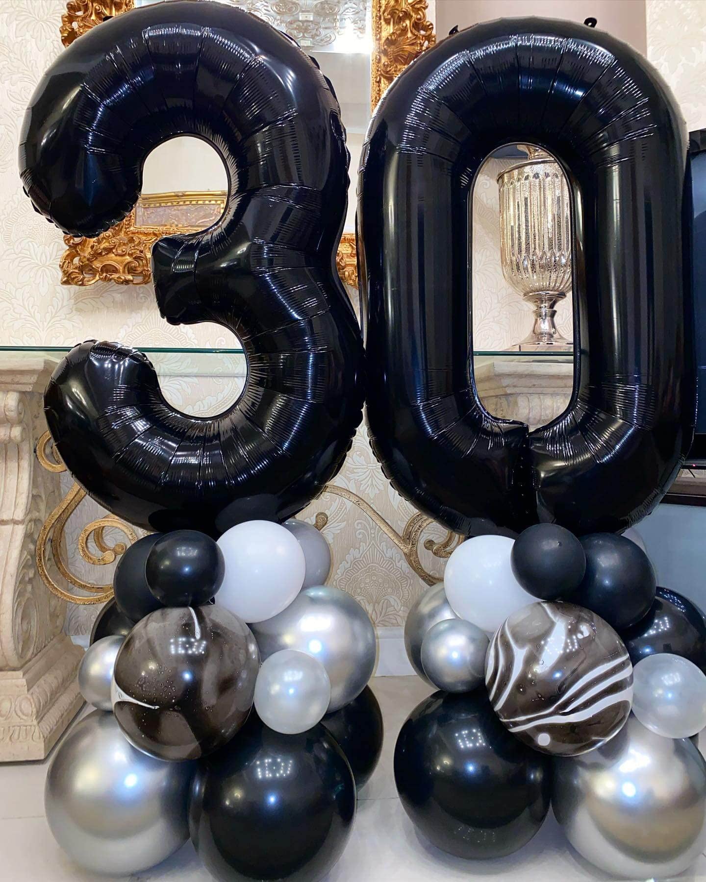 40 Inch Black 30 Number Balloons Giant Jumbo Huge 30 Foil Mylar Helium Number Digital Balloons Black Birthday Mylar Digital Ball