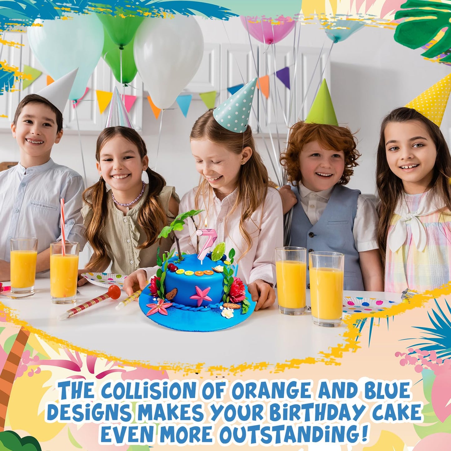 MTLEE Cartoon Candle Birthday Cake Cupcake Topper for Birthday Decorations Hawaii Party Supplies(Pink, 7)