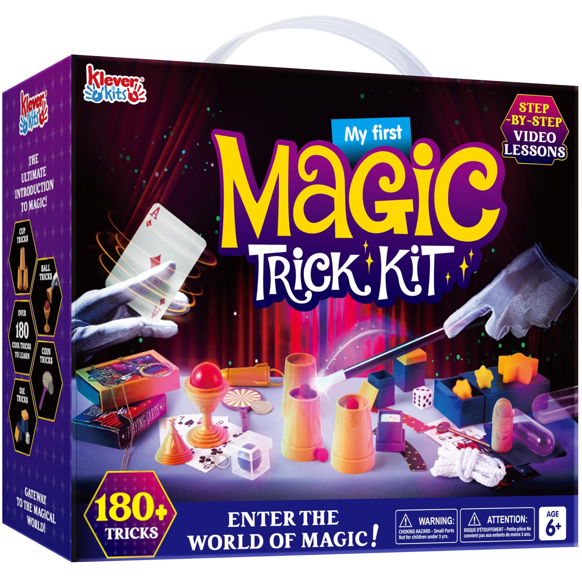 Klever Kits 180+ Magic Set- My First Magic Trick Kit- Amazing Magician Toy with Step-by-Step Video Lessons  for Kids Aged 6+ Easy Tricks of Wand and Illusion Cards