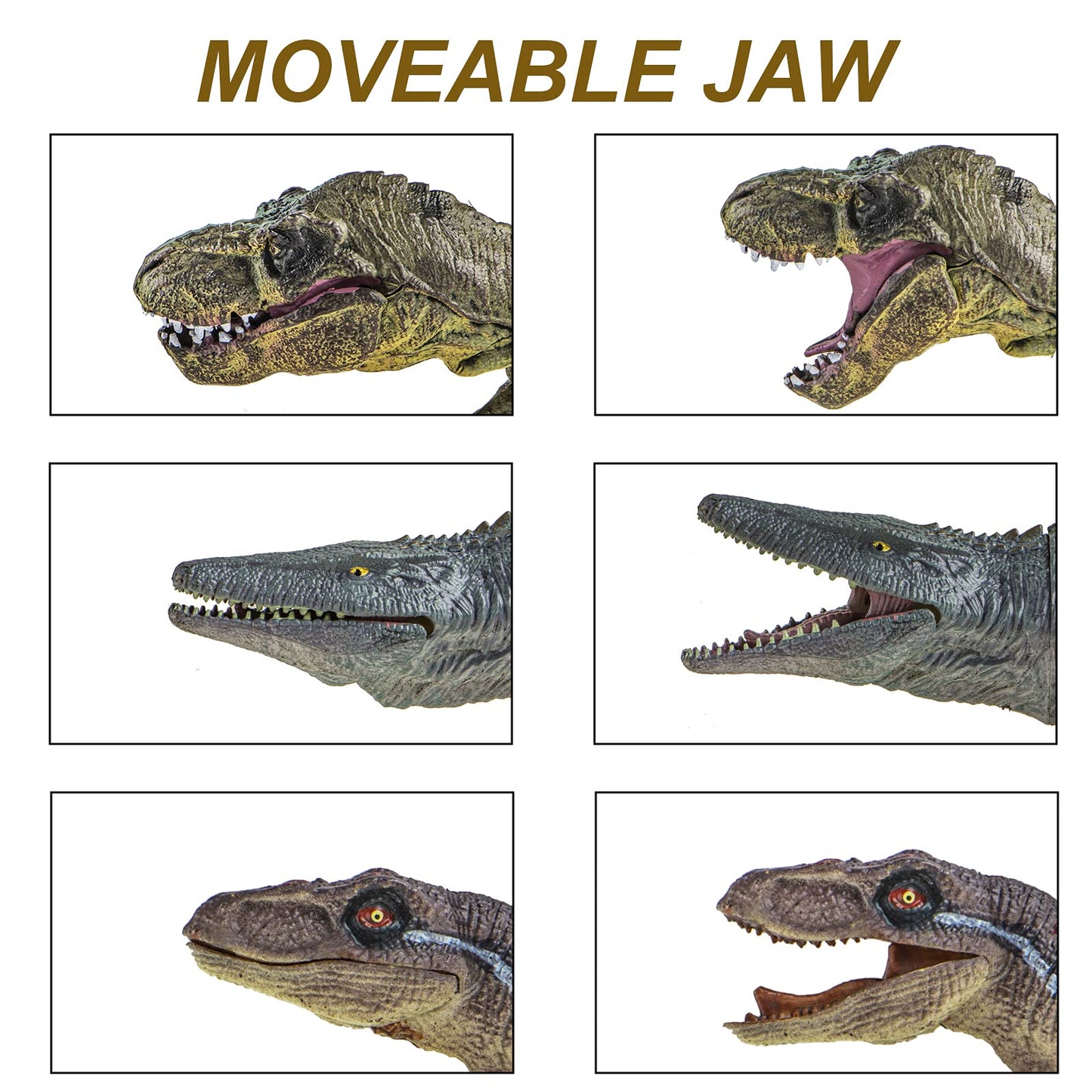 Lavesom Jumbo Dinosaur Toy Set - 6PCS Realistic Plastic Dinosaurs for Kids 3-7 Years, Green Playset for Boys and Girls