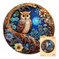 masseruon Wooden Puzzle for mature-themeds-Moonlight Owl  Unique Shaped Jigsaw Puzzles(S  100pieces  8.4x8.4in)  Beautiful Animal Owl Jigsaw Wood Puzzles mature-themed  Family Puzzle Game Christmas Birthday Gift