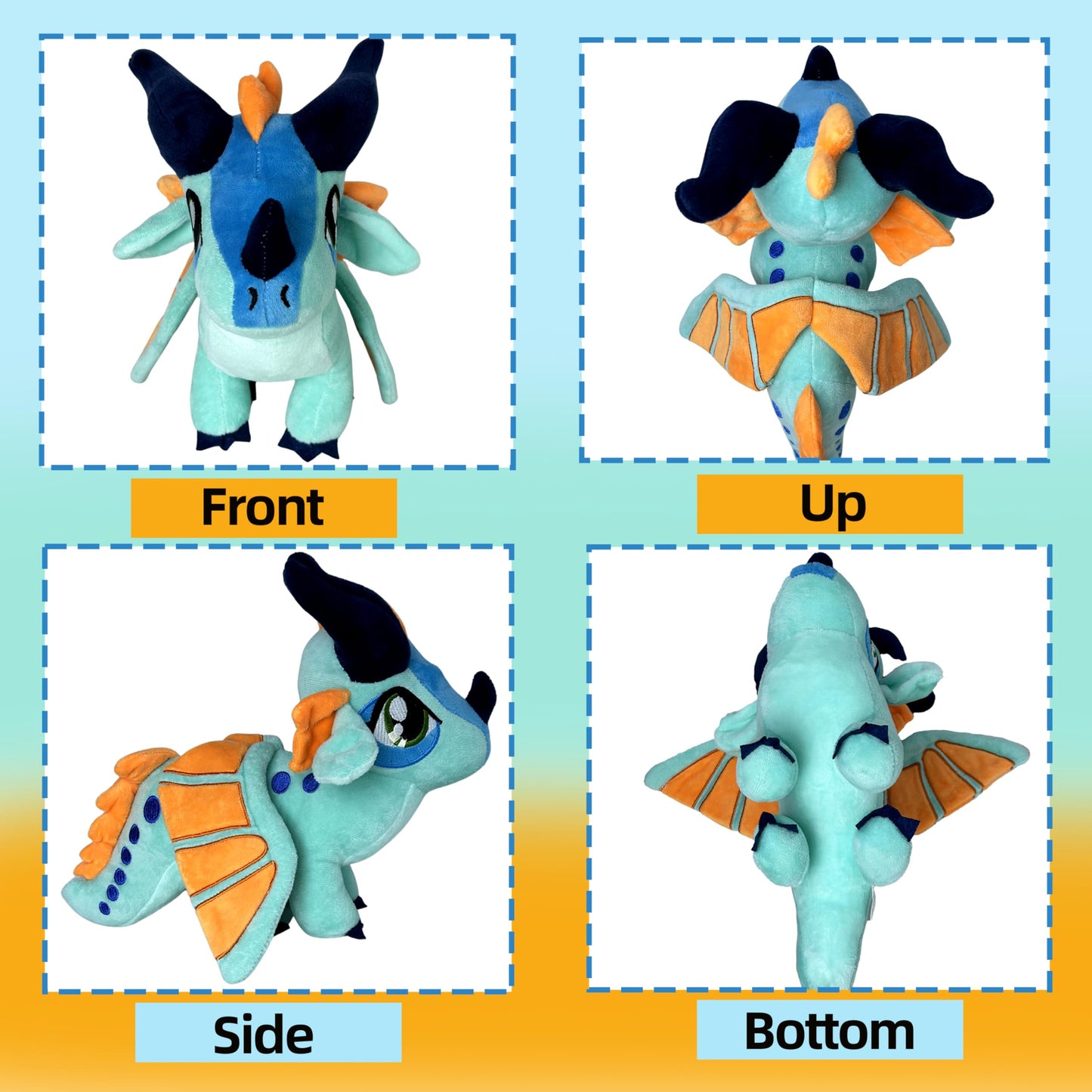 Kobataro Dragon Plush Toy - Blue Stuffed Animal for Kids Age 3+, Model L00153, Soft Polyester Figure