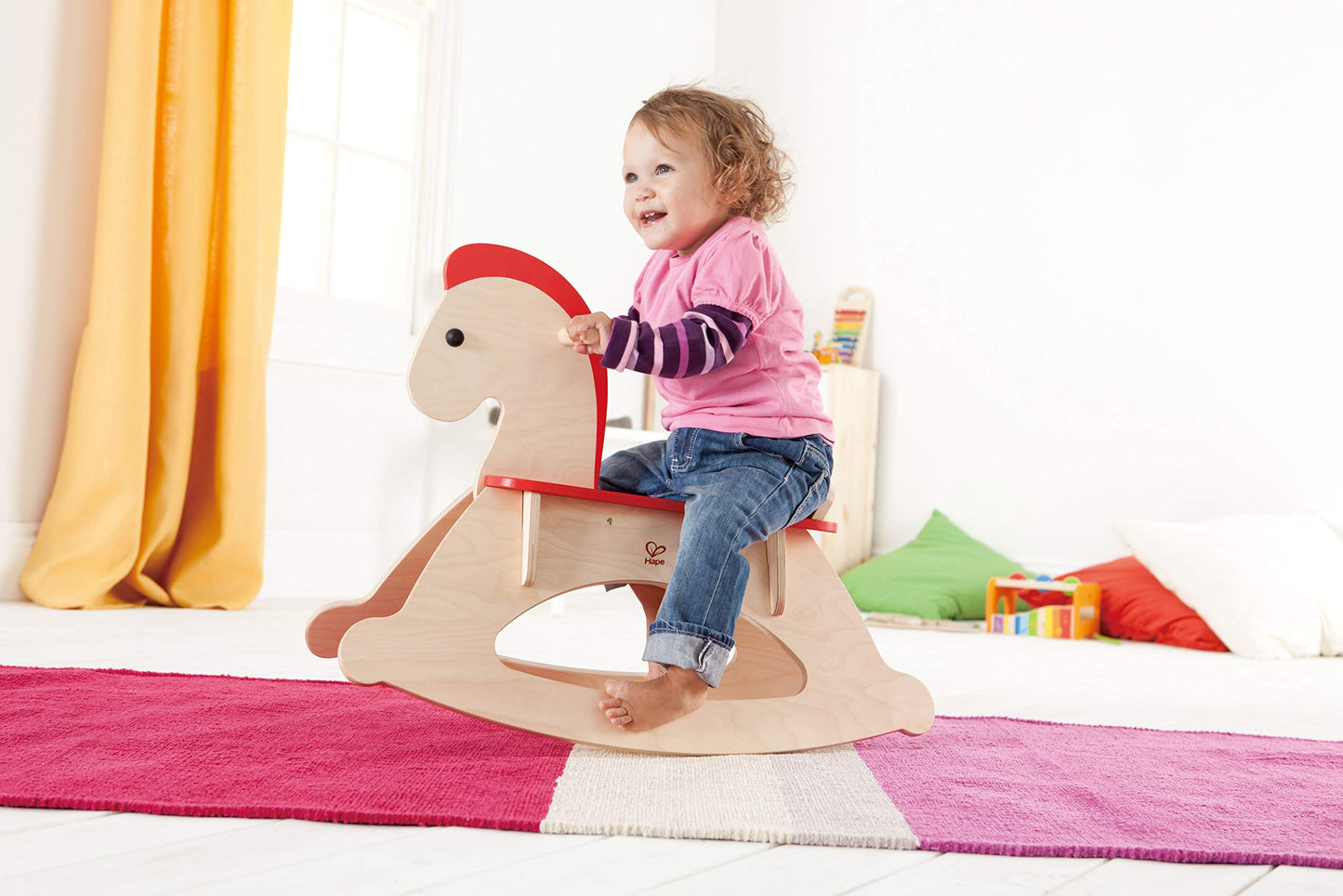 Hape Rock And Ride Kid'S Wooden Rocking Horse, Beige, L: 26.6, W: 11.1, H: 20.6 Inch