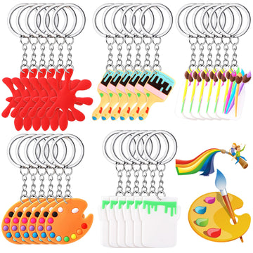 Tudomro Art Paint Party Favors Keychain Art Paint Splatter Palette Brush Keychain for Kids Artist Party Gift Supplies(60 Pieces)