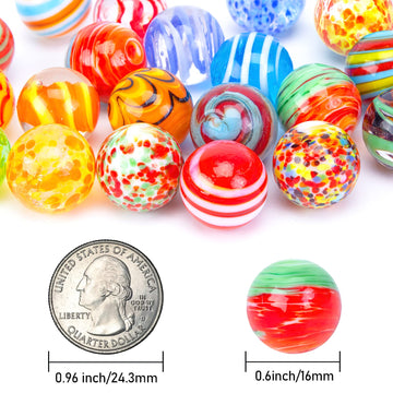 Futureplusx 20Pcs Glass Marble For Kids, 0.6 Inch Small Marbles Colorful Marbles Run Accessories, For Kids Marble Game, Birthday Party Gifts, Parent-Child Games, Beautiful Home Decor