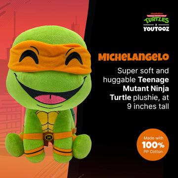 You Tooz Michelangelo Plush 9" - TMNT Chibi Plush Toy in Orange, Cotton Material, Model MICHELANGELOPLUSH9IN