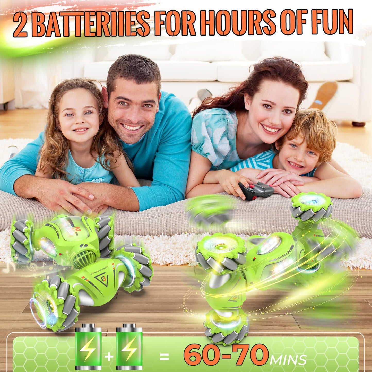 Fosgoit Gesture Sensing RC Stunt Car Toys Gifts for 6-8 8-12 Kids, 2.4Ghz 4WD Hand Controlled RC Car with Light & Music & Spray,