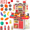 Cable World Kids Kitchen Play Set for Kids| 50 Pieces Pretend Play Cooking Set with Utensils, Pots, Pans, Fruits & Vegetables | 