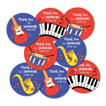weRevel Music Theme Thank You for Jamming with Me Stickers, 40 Count, 2 Inches, Round, 4 Unique Designs