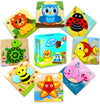 Aiziyuo Animal Wooden Puzzles, Montessori Toys For Toddlers 1-3, 8 Pack Baby Puzzle For Kids1 2 3+ Years Old, Preschoool Learnin