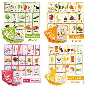Fruits/Vegetable/Foods/Food Quantities English Flash Cards Pocket Card Learning Baby Toys For Children Pre-Kindergarten Kids Gif