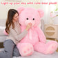 Morismos 5Ft Giant Teddy Bear Stuffed Animal, Large Stuffed Bear With Footprints, Big Pink Teddy Bear Plush Gifts For Wife, Girlfriend, Women On Valentine, Christmas, Birthday