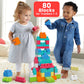Mega Bloks First Builders Toddler Blocks Toys Set, Big Building Bag With 80 Pieces And Storage, Red, Ages 1+ Years
