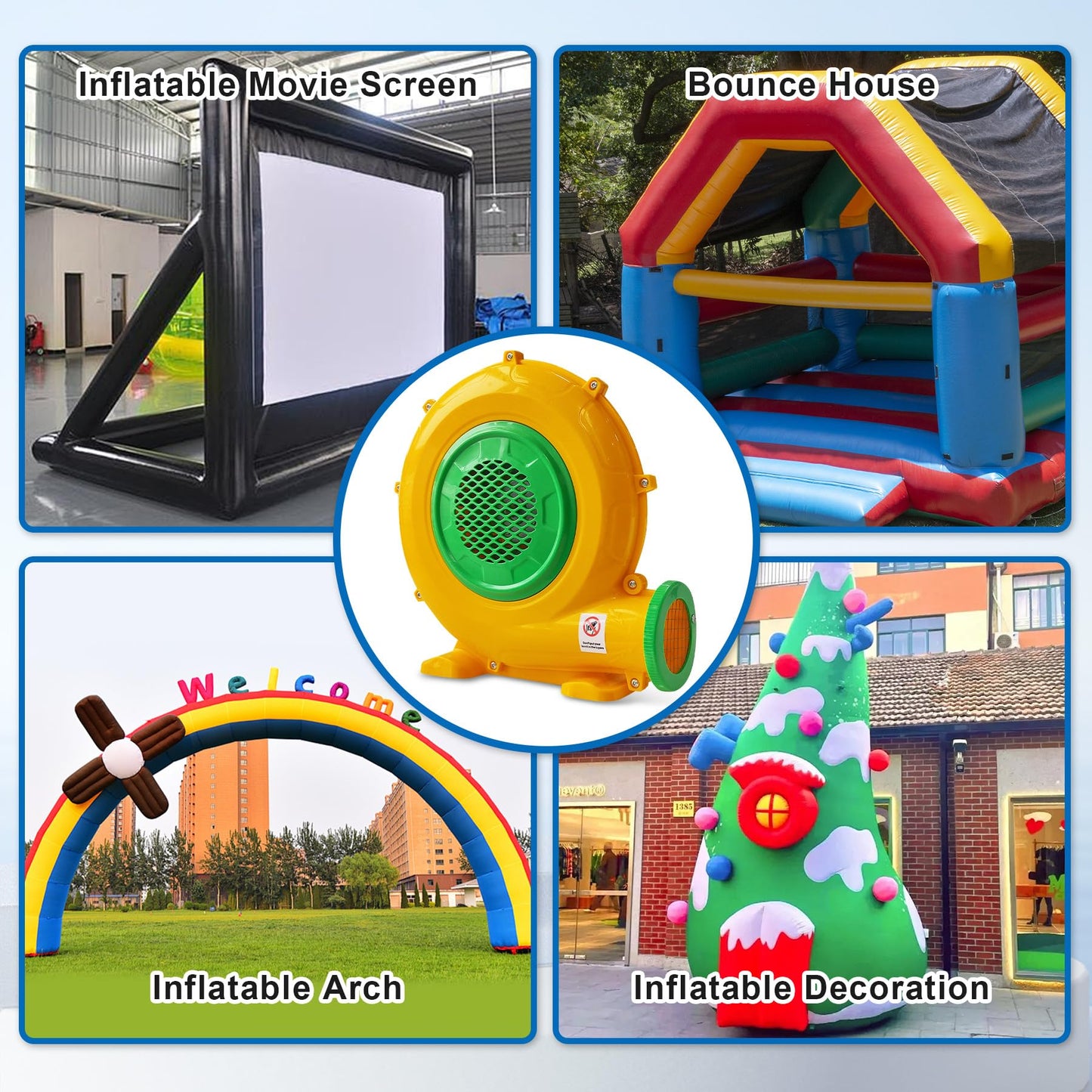 Puligoth Bounce House Blower: 550W Air Blower for Inflatables with Double Sided Fan cutting edge  Portable and Powerful for Bouncy Castle  Water Slide  Jump Slides  Inflatable Arch