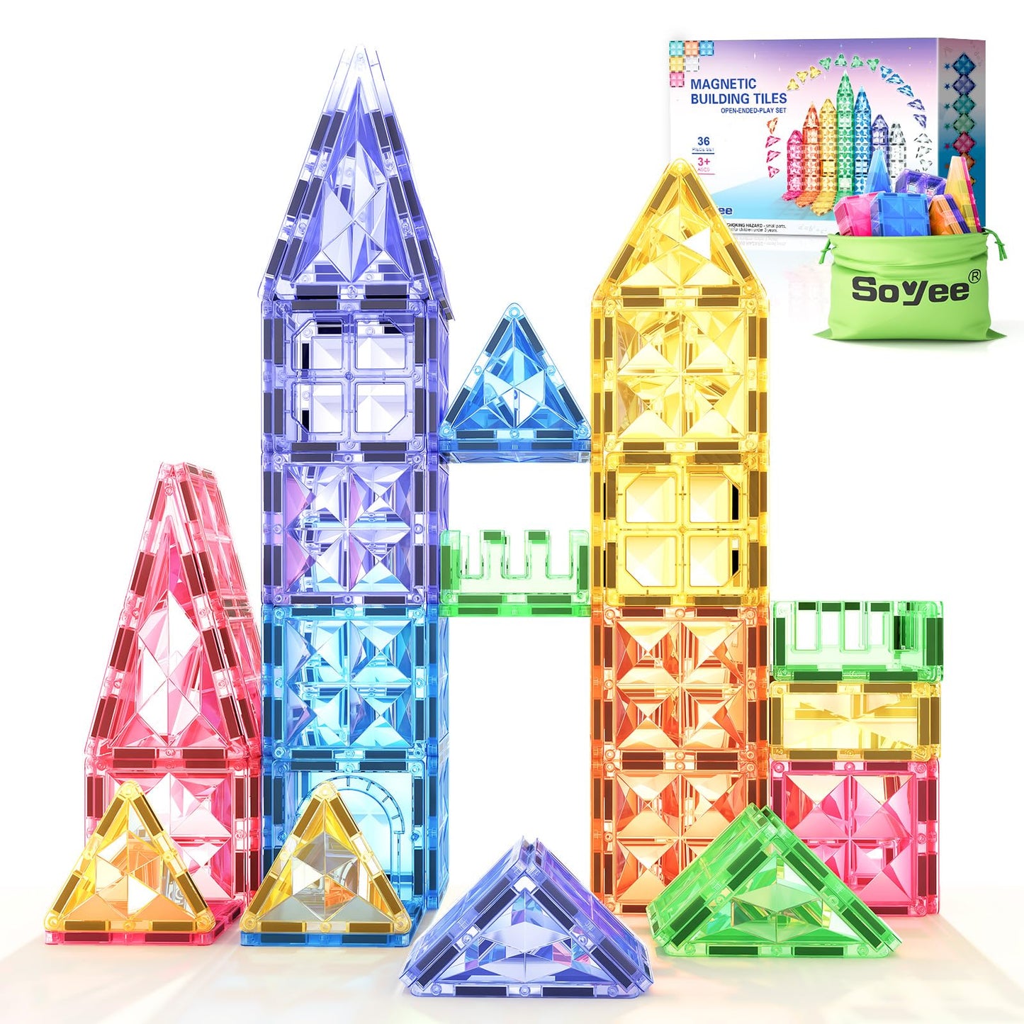 Kids Toys Magnetic Tiles Toys for 3 Year Old Girls Boys STEM Learning Toy Magnetic Building Blocks Toys for Toddlers Boys & Girl