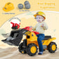 Honey Joy Ride On Excavator, No Power Ride On Construction Vehicles For Kids, Helmet, 3 Toy Rocks, Adjustable Bucket, Horn, Ride On Loader, Bulldozer Ride On Toy, Gift For Boys Girls