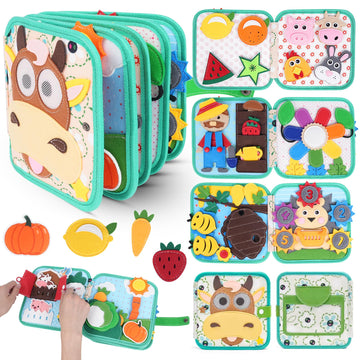 Cobelae Busy Book for Toddlers 1-3  Montessori Toys Busy Board for 1 Year Old  Felt Toddler Quiet Book  Educational Learning Activity Books  Kids Travel Toys  Gifts for Boys & Girls Ages 1+