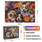 Motiloo 500 Piece Halloween Pet Jigsaw Puzzle Set For Adults - Cute Dogs And Cats Gathered For Carnival Night Group Photo - Perfect Halloween Decor