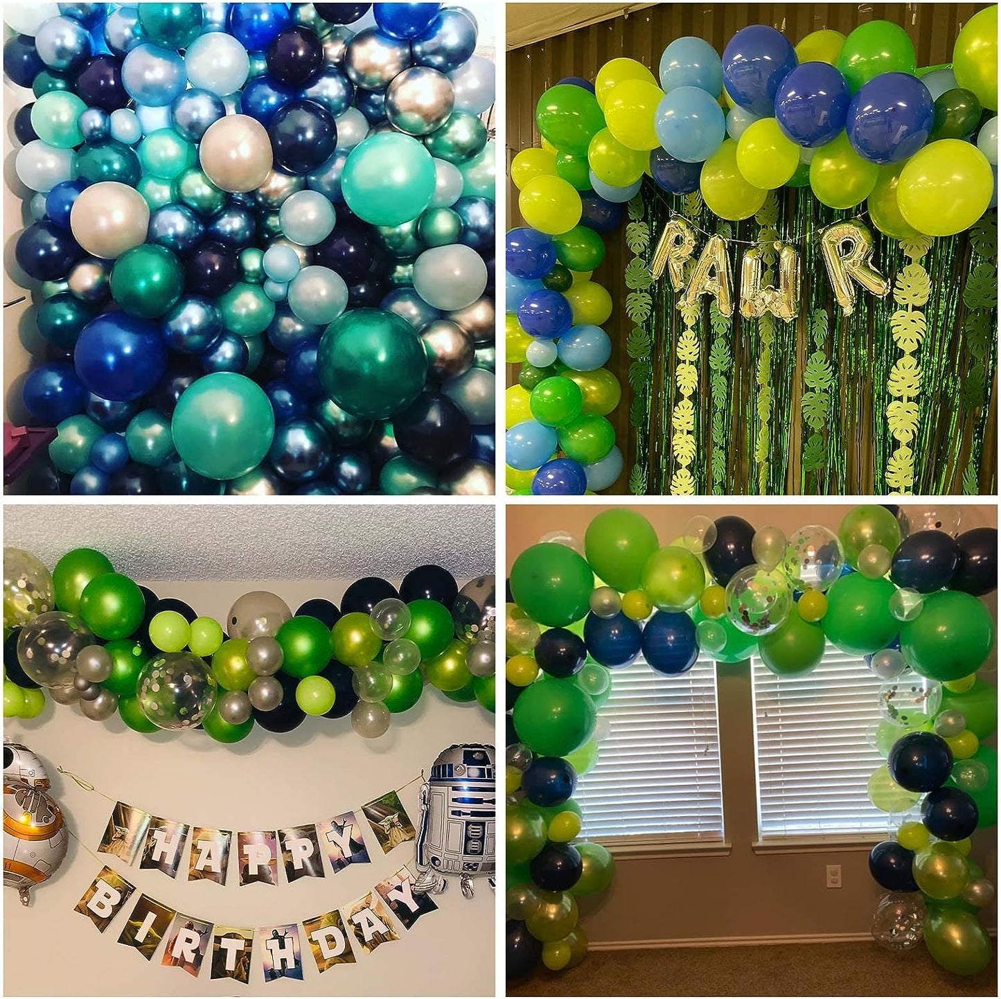 134Pcs Blue And Green Balloon Garland Kit, Navy Blue Dark Green Balloon Arch Kit With Metallic Chrome Green Blue Balloons, Blue