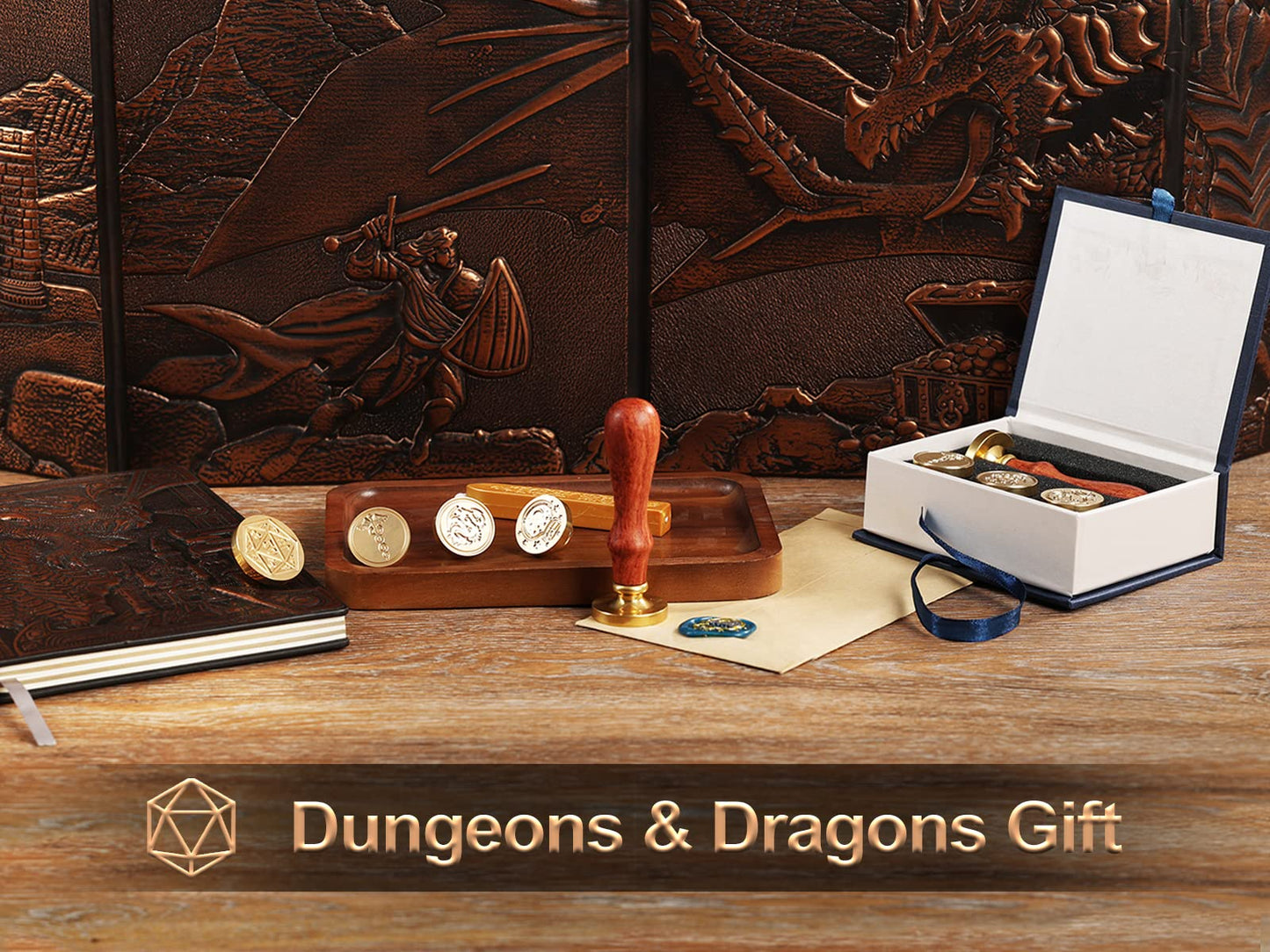 Dnd Wax Seal Stamp, Fantasy D20 Dice Wax Seal Kit, Ideal Gifts For Dungeons And Dragons/D&D Adventure Cards Envelopes, Gift Pack