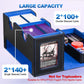Uaono Card Deck Box For Mtg, Double Card Storage Box With 2 Commander Display & 1 Dice Tray, Fits 200+ Double Sleeved Cards, Card Organizer For Ccg Tcg Sports Cards (Black Blue)