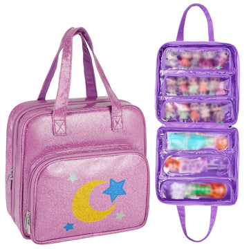 Jaffzora Dolls Carrying Case Compatible With Lol Surprise Dolls All,Hanging Travel Toys Storage Tote Bag With 6 Clear Pockets Fo