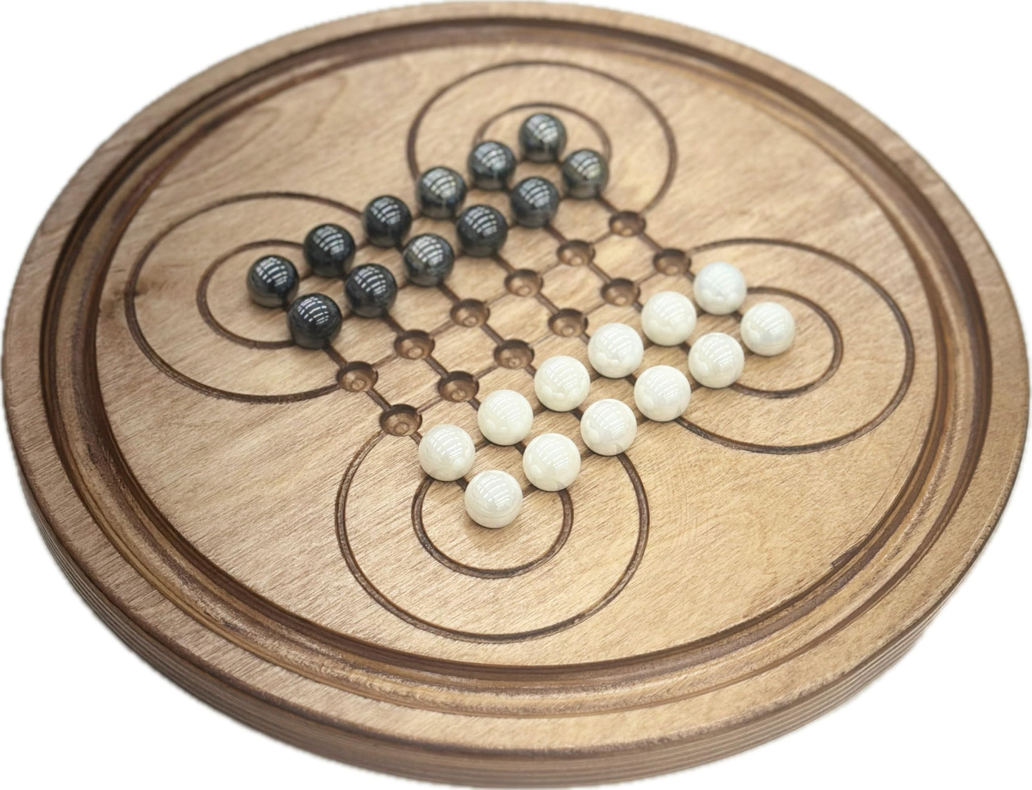 Surakarta Board Game - 9.5'' Roundabouts - Congkak - Sungka - Ayoayo - Adi -Traditional Marbles Games - Infinity Checkers - Made